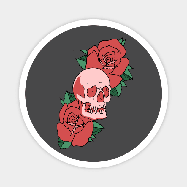 Skull and Roses Magnet by Tylos